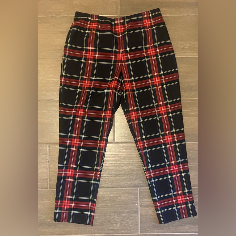 Chaps Red and Green Plaid Accent Trousers